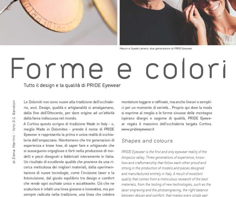 PRIDE EYEWEAR SU CORTINA MAGAZINE NATALE 2015